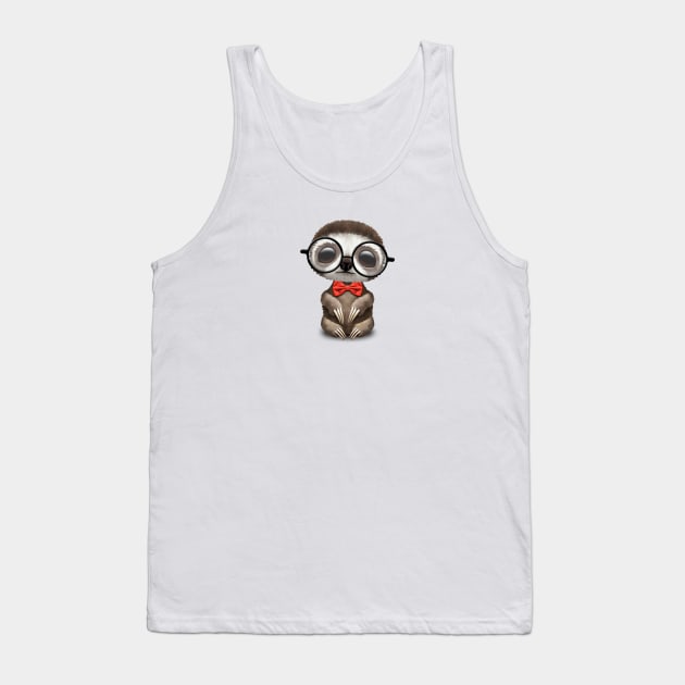 Cute Nerdy Sloth Wearing Glasses and Bow Tie Tank Top by jeffbartels